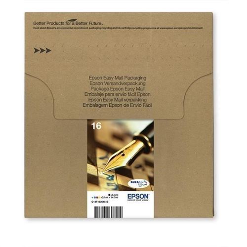 Encre d'origine EPSON C13T16264012 Multipack Stylo Plume T1626 : cartouches Noir, Cyan, Magenta et Jaune