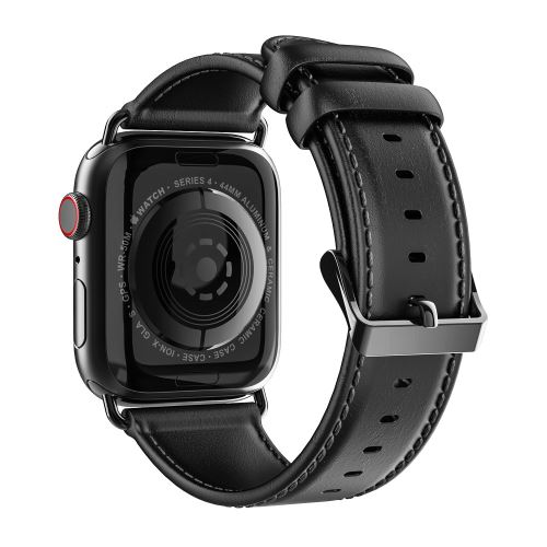 Bracelet en cuir véritable affaires noir pour votre Apple Watch Series 4 44mm/Series 3 2 1 42mm