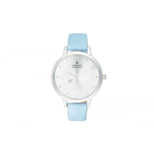 Montre Femme Charlotte Raffaelli Mouvement Quartz Cadran Argenté 36mm Et Bracelet Turquoise En PU CRB032