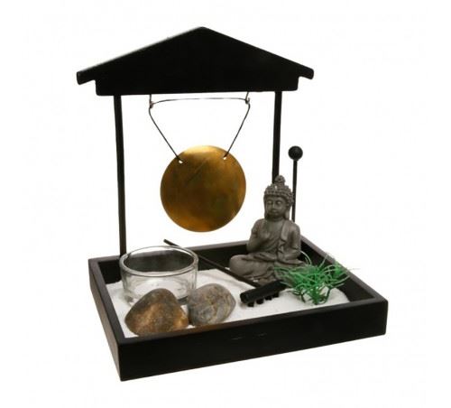 Jardin Zen Bouddha sur un plateau avec Gong et d&eacute;coration