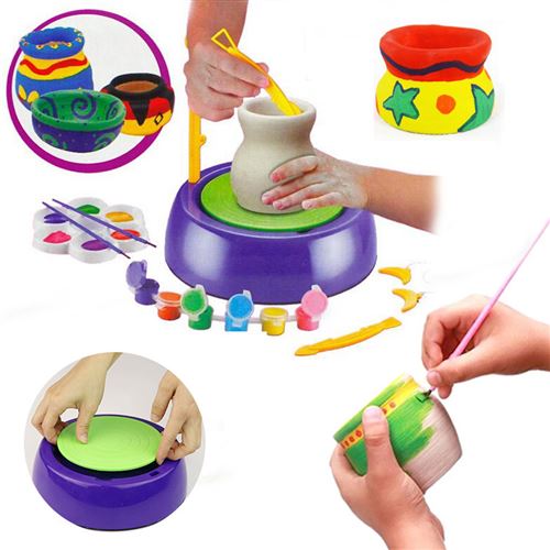 Roue de poterie pour enfants Roue de poterie de style tournesol pour  enfants Poterie débutant Spinner Kit de plateau tournant Roue de poterie de  charge USB