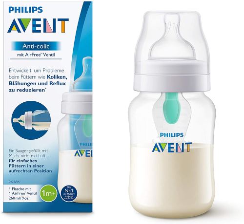 Philips Avent Bouteille anti-colique avec valve AirFree, transparente, 260 ml