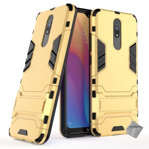 Housse etui coque rigide anti choc pour Xiaomi Redmi 8 avec verre trempe - OR