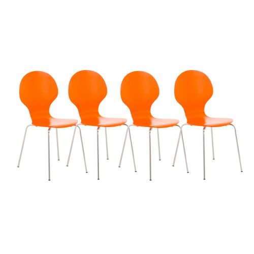 Lot de 4 chaises empilables en bois Diego , Orange