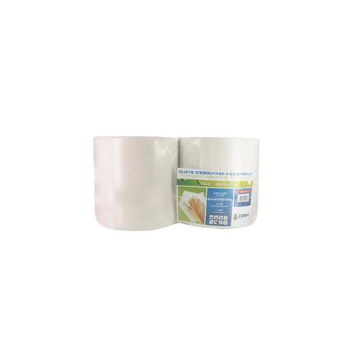 Bobine blanche pure ouate COBIC T1000 Pack 2 rouleaux