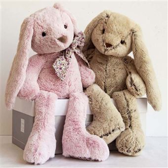 Peluche lapin beige moyen modèle copains câlins - histoire d'ours