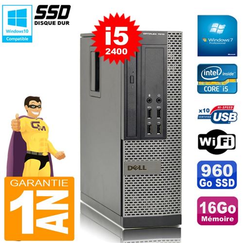 Pc De Bureau Dell Pc Dell 7010 Sff Core I5-2400 16Go Disque 960Go SSD Graveur WiFi W7