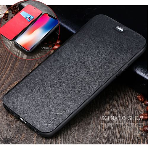 Etui en PU flip noir pour votre Apple iPhone X