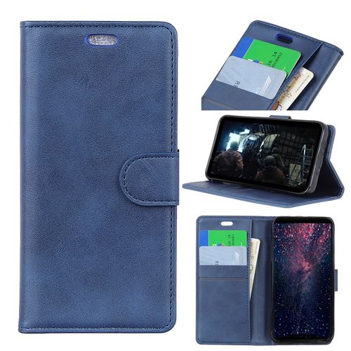 Etui en PU flip peau matte bleu pour votre Motorola One Power/P30 Note