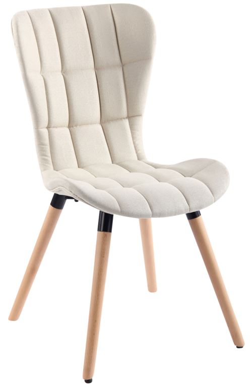 Chaise de salle à manger Odda en tissu avec pieds teinte Nature et assise couleur Crème