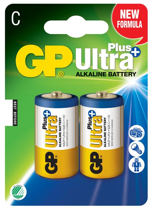 GP 2 Piles Alcaline Ultra Plus LR14/C - 14AUP-2U4