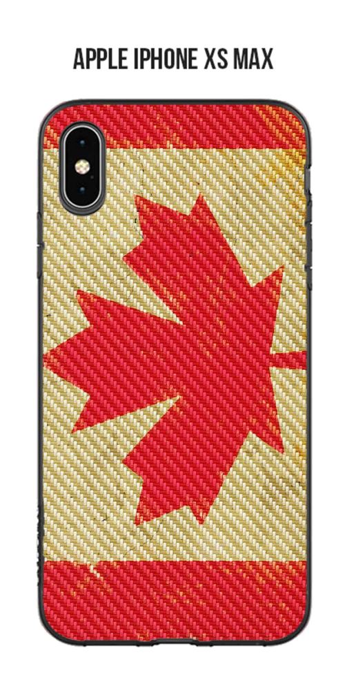 Coque Apple iPhone XS Max design Drapeau Canada vintage effet Carbone