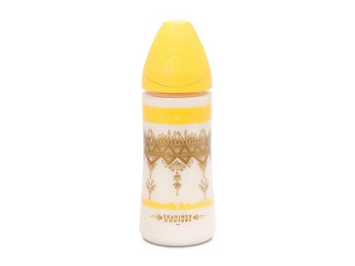 Suavinex - BIBERON ETHNIC 360ML SILICONE ROND - JAUNE