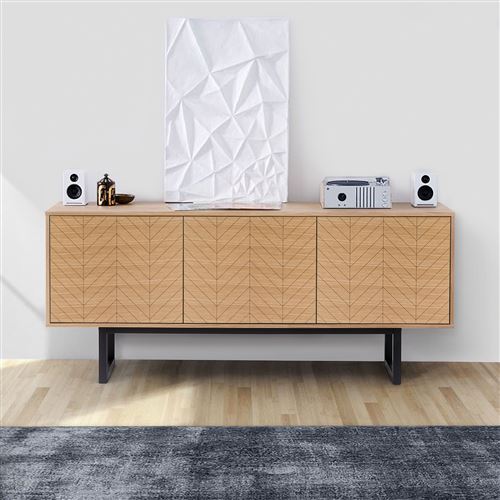 Paris Prix - Buffet 3 Portes Triangle camden 175cm Chêne & Noir