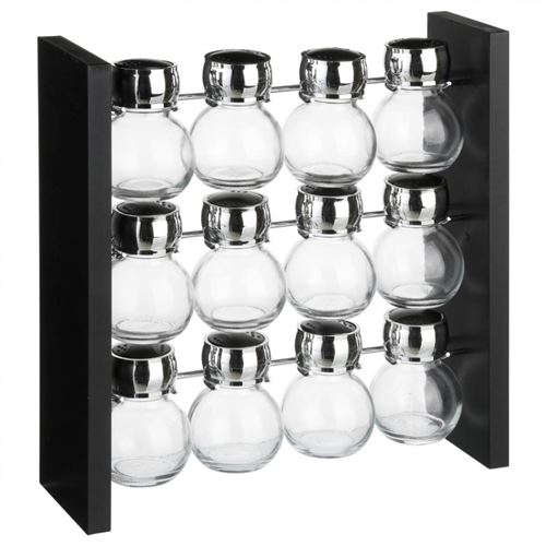 Présentoir à Épices 12 Pots Flacons Noir