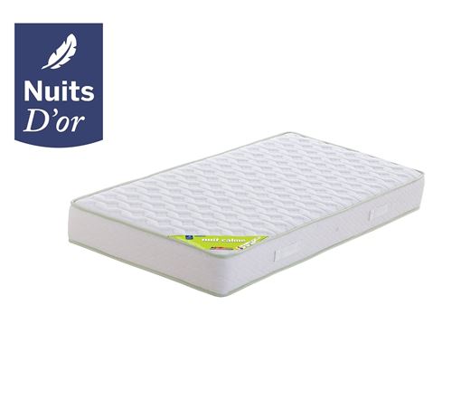 Nuits D'or - Matelas 140x190 Densit&eacute; 35 Kg/m3 - Hauteur 21 Cm - Soutien Souple - Orthop&eacute;dique