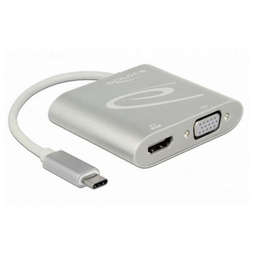 Adaptateur USB C vers VGA/HDMI DELOCK 87705 15 cm Argenté