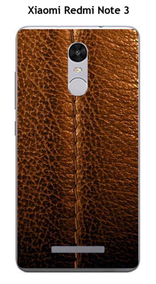 Coque TPU gel souple Xiaomi Redmi Note 3 design Cuir marron piqure