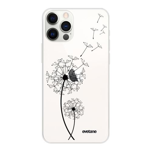Coque pour iPhone 12/12 Pro souple transparente Pissenlit Motif Ecriture Tendance [Evetane®]