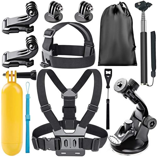Kit Accessoires pour Gopro Hero 6 5 Black 4 3+ 3 2 1 et des caméras de sport 21 en 1