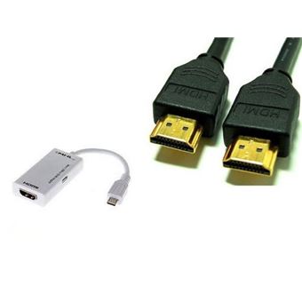 Adaptateur Micro Usb Vers Hdmi Blanc Cable Hdmi Male Vers Hdmi Male 2m De Vshop Adaptateur Et Convertisseur Achat Prix Fnac