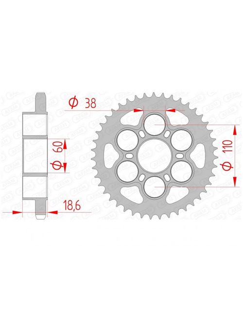 Couronne AFAM 38 dents acier standard pas 525 type 50801