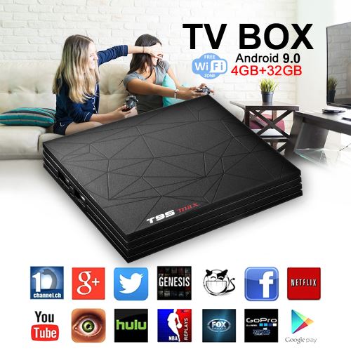 T96 Max H6 Chipset 4G RAM 32G ROM Wifi Android 9.0 Smart TV Box + Prise AH656