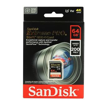 Carte mémoire SDXC SanDisk Extreme PRO 64 Go jusqu'à 200 Mo/s, Classe 10,  U3, V30, 4K UHD - Carte mémoire SD - Achat & prix