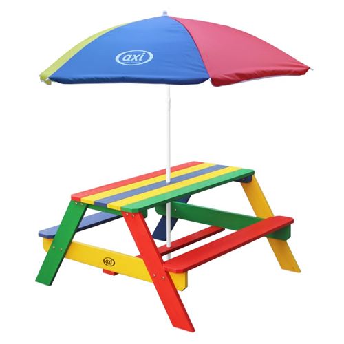 AXI Table Picnic NICK Multicolore avec parasol Multicolore 98x95x49cm