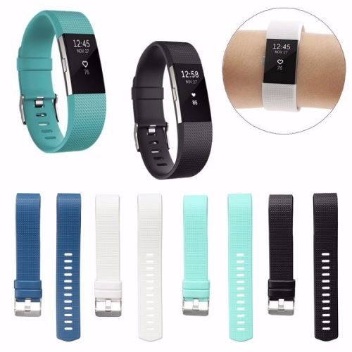 Rechange Silicone Bracelet Sangle Fermoir Boucle Pour Fitbit Charge 2 Blanc L
