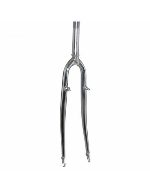 Fourche vtc 700x35 rigide cintree acier chrome avec tasseaux pivot filete (255-160mm) 1-22,2 interieur- cone 26.4mm