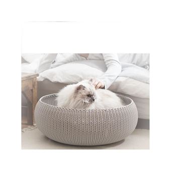 Panier couchage rond aspect tricot pour chien ou chat Ø54xH20,4cm
