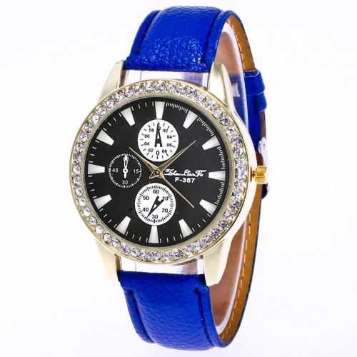 OHP Montre à bracelet Montre en quartz strass platine - bleu marine
