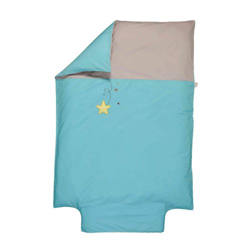 Housse de couette P'tit Basile 100x140 cm Pluie d'étoiles Turquoise