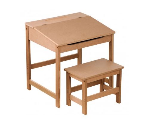 Bureau Pupitre avec Chaise Écolier en Bois Nature