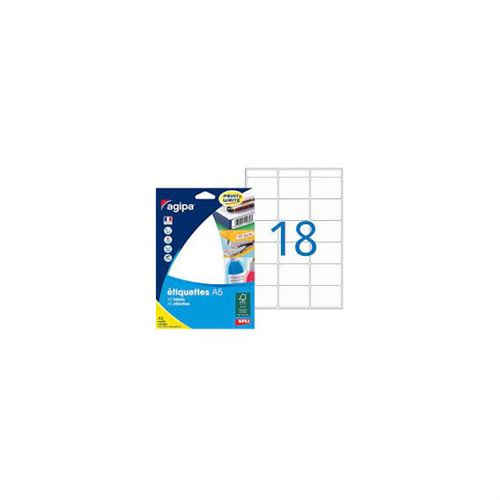 288 Étiquettes Blanches 32X40Mm 18 Étiquettes Par Planche A5 114015 - Apli/Agipa
