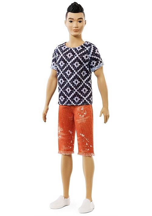 Poupee ken fashionistas avec pantalon et t-shirt blanc et noir - barbie mode