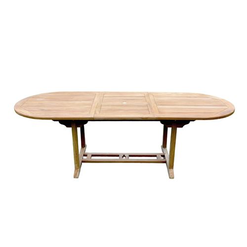 Table de jardin ovale extensible 10 places en teck brut KAJANG CONCEPT USINE