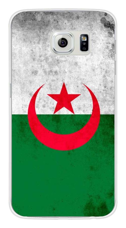 Coque en silicone imprimée compatible Samsung Galaxy S6 Drapeau Algérie