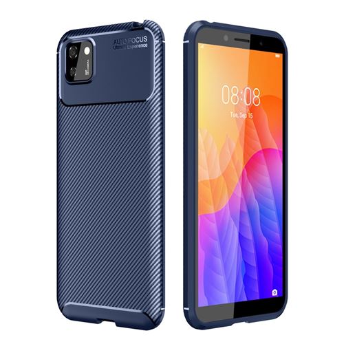 Coque en TPU fibre de carbone antichoc bleu pour votre Huawei Y5P