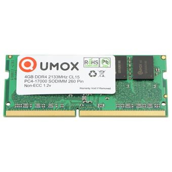 QUMOX 4Go DDR4 2133 2133MHz PC4-17000 PC-17000 260 PIN SODIMM Mémoire RAM 4Go