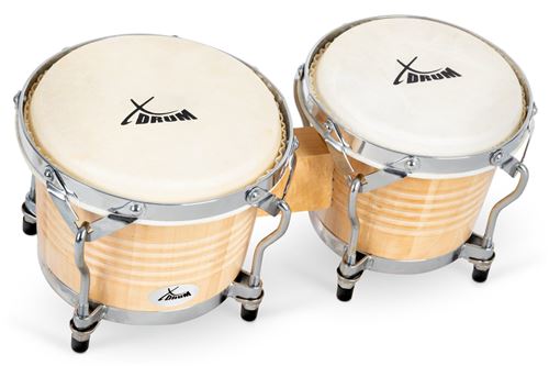 XDrum Bongo Pro Nature Set - Bongos 6.5" & 7.5" Peaux Naturelles + Housse De Transport