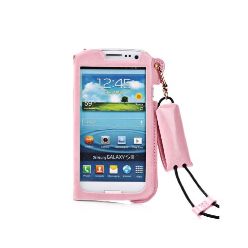Etui pouch porte clé rose ouverture face avant pour Samsung Galaxy S3 I9300