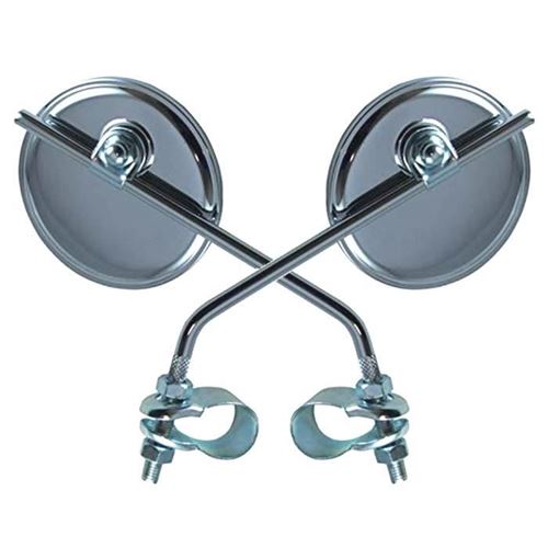 2x rétroviseur vélo chromé rond 75mm à collier réversible gauche droite guidon 22mm cycle ville route vintage (1 paire)