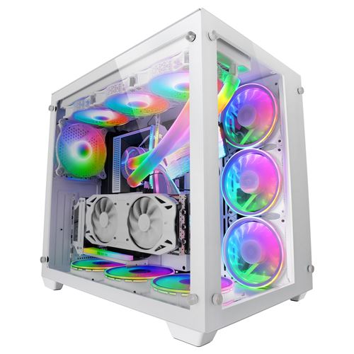 Mars Gaming MCV3, Torre Gaming Custom XXL E-ATX, Ventana Cristal Templado Lateral y Frontal, Estructura Modular Doble Cámara, Torre PC Gaming Negro o Blanco