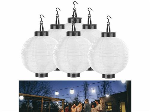 Lunartec : 6 lampions solaires Ø 20 cm avec LED blanc chaud