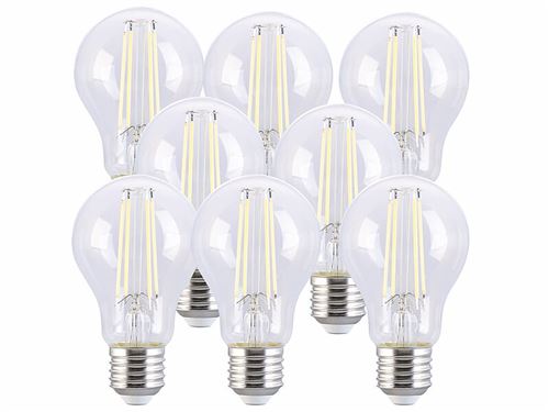 Luminea : 8 ampoules LED à filament E27 - 7,2 W - 806 lm - Blanc lumière du jour