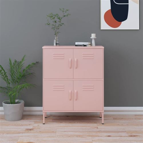 Non Communiqué Rose Armoire De Rangement 80X35x101,5 Cm Acier
