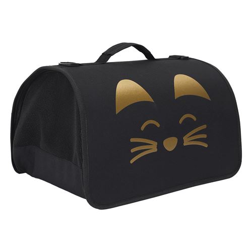 Comparer les prix de Sac de Transport pour Animaux 40x27xH21cm Noir à Motif Doré - TRAVEL - ALTOBUY