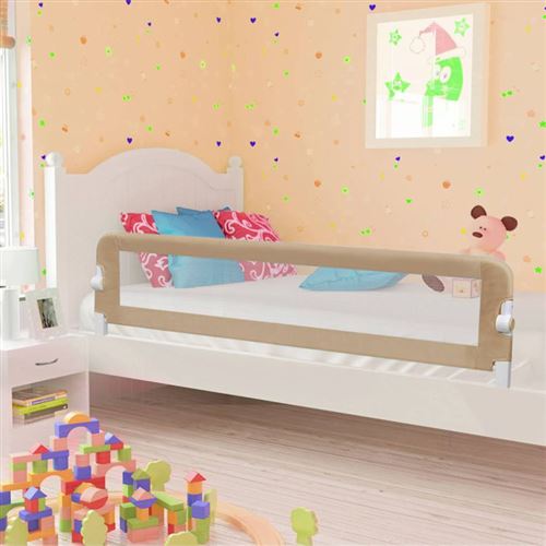 vidaXL Barrière de sécurité de lit d'enfant Taupe 180x42 cm Polyester